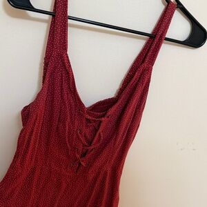 Red Polka Dot Sleeveless romper W/ POCKETS